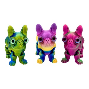 3D Printed Bulldog <b>Glass</b> Eyes Articulated Figurine Movable Joints Fidget Toy <b>Desk</b> Decor Stress Relief Pet Gift - Product Image 4