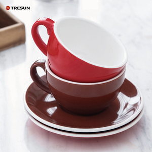 Tazza da caffè in ceramica blu rosso giallo verde per <span class=keywords><strong>Au</strong></span> <span class=keywords><strong>Lait</strong></span> 6.5 oz tazze da Cappuccino in porcellana 200 CCl con piattini per <span class=keywords><strong>Latte</strong></span> <span class=keywords><strong>Cafe</strong></span> moka - Product Image 6