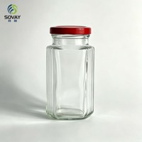 Pot en verre transparent à parois droites de 280 ml, à large ouverture, pour le stockage des aliments en vrac