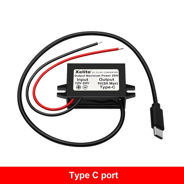 USB-C Type C Micro Mini Female USB 12V 24V 36V 48V to 5V 3A DC DC Step Down Buck Power Converter Car Phone Charger Adapter