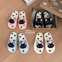 Sandales tendance à motif chat noir mignon pour femme, bout rond, en PVC souple antidérapant, idéales pour l'extérieur et l'intérieur en été