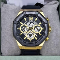 Montre chronographe pour homme, lunette à vis, cadran squelette, bracelet en silicone, grand boîtier, affichage de la date, montre sport de luxe, multicolore