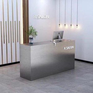 Nhỏ Thép Không Gỉ Kim Loại Nail Salon Bàn Tiếp Tân Hình Bán Nguyệt Ăn Mặc Phía Trước Bàn Spa Truy Cập - Product Image 4