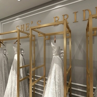Présentoir de Luxe Commercial en Acier Inoxydable Doré pour Robes de Mariée, Support Robuste pour Boutique Nuptiale, Vente en Gros