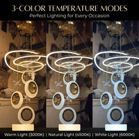 Lustre moderne en cristal TK, suspension en aluminium haut de gamme, hauteur réglable, 220V, tricolore, finition or, pour plafond domestique