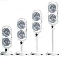 Ventilateur sur pied rechargeable durable en gros, 5 vitesses réglables, double usage table/sol, commande vocale et télécommande, oscillant