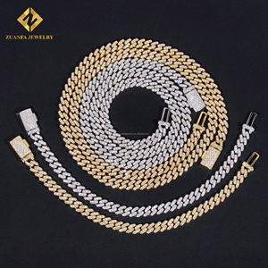 Prêt à Expédier 6mm Largeur Une Rangée Iced Out Bijoux GRA Certificats Pass <span class=keywords><strong>Diamond</strong></span> Tester Moissanite Cuban Link Chain Bracelet Set - Product Image 1