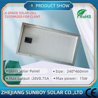 Petit panneau solaire PERC 15W, module en silicium polycristallin à succès, couvercle avant en verre, charge de batterie 12V, OEM, garantie 1 an