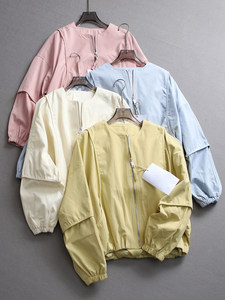 Chaqueta de <span class=keywords><strong>Mujer</strong></span> Moderna y Versátil, Informal, de <span class=keywords><strong>Manga</strong></span> <span class=keywords><strong>Corta</strong></span>, Cuello Redondo, con Cierre, Protección Solar - Product Image 1