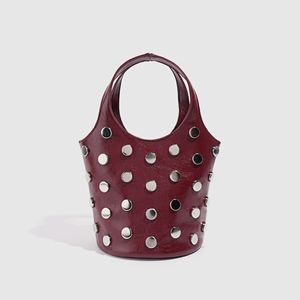 Nouveau Sac à Main Tendance en PU Effet Écaille de Tortue avec Rivets, Style Seau Cool pour Moto, Anti-Vol, Fermeture Éclair Métallique pour Femme - Product Image 5