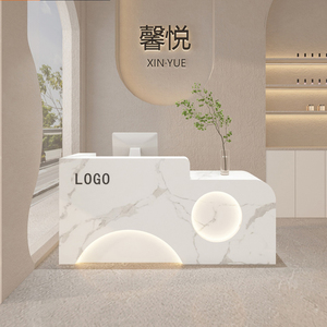 Modern yüksek kalite Led resepsiyon masası basit kadin giyim mağazası berber dükkanı güzellik salonu resepsiyon masası - Product Image 3