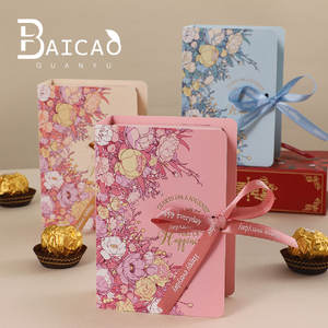 Boîtes en carton en forme de <span class=keywords><strong>livre</strong></span> avec ruban fleuri fait à la main pour bonbons, chocolat, nourriture, emballage, décoration de mariage, fête de vacances - Product Image 2