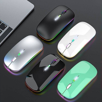 Produsen Mouse Gaming optikal RGB tanpa kabel ramping portabel 2.4G Mode ganda USB/BT Mouse nirkabel lampu latar dapat diisi ulang