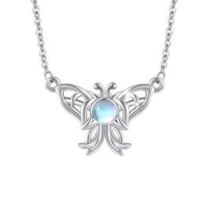 مجوهرات أنيقة ، قلادة من الفضة الإسترليني من حجر القمر ، عقدة سلتيك ، قلادة فراشة - Product Image 1