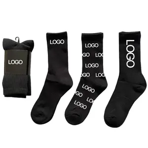 OEM Designer Casual Jacquard Knitted Crew Custom Logo Cotton Socks For Men