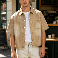 Fabricant OEM, t-shirts personnalisés pour hommes, streetwear, chemises en denim délavé, chemises boutonnées vintage de haute qualité