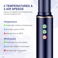 Sèche-cheveux ionique professionnel haute vitesse et brosse coiffante à air chaud avec moteur 110 000 tr/min, 3 vitesses et 8 embouts détachables