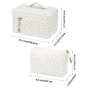 3PCS Eco-Friendly Portable Large Travel Cute Floral Zipper Closure <b>Makeup</b> <b>Case</b> Cosmetic & for Bags for Women Girls - Product Image 2