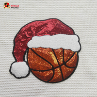 Patchs thermocollants personnalisés en chenille brodée avec paillettes et sequins, motifs de sports universitaires (football, basketball), grands, thème Noël, pour vêtements