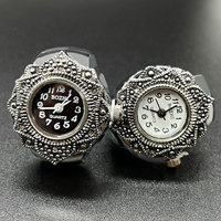 Mini montre à doigt vintage antique en bronze et argent, accessoires steampunk pour cosplay, cadeau de fête d'Halloween, hip-hop gothique