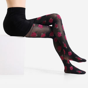 महिलाओं के पुष्प पैटर्न जांघ उच्च लक्जरी जाल के साथ फीता गुलाब सेक्सी पैंटीहोज थोक लोकप्रिय डिजाइन - Product Image 5