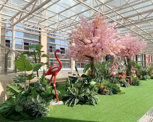 Arbre artificiel avec des fleurs en soie, grande taille de 4M et 3M, pour mariage, décoration intérieure et extérieure, tronle en fibre de verre, feuille de fleur - Product Image 4