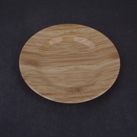 Vaisselle en mélamine d'Asie du Sud-Est, assiettes en mélamine, assiettes rondes imitation bois, sous-verres pour tasses à café, assiettes à fruits