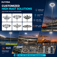 Mât d'éclairage LED extérieur 30m 35m 40m en aluminium IP66 avec dispositif de levage pour stades sportifs Garantie 10 ans