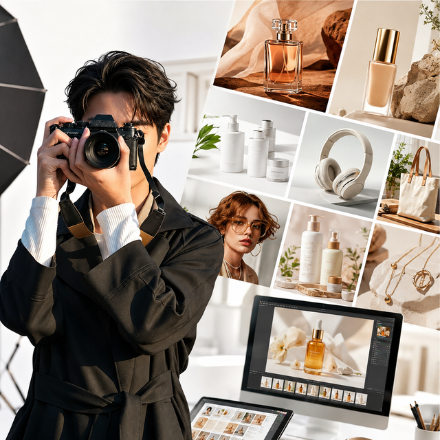 Sales Driven Photography AMZ Listing Design E-commerce Photo Video Editing 4K Ad SP EB ET TT Global Selling Solution Custom Logo
