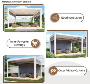 Pergola <span class=keywords><strong>da</strong></span> Giardino Moderna in Alluminio Impermeabile con Tetto a Lamelle Motorizzate, Sistema Bioclimatico per Terrazze e Balconi - Product Image 4