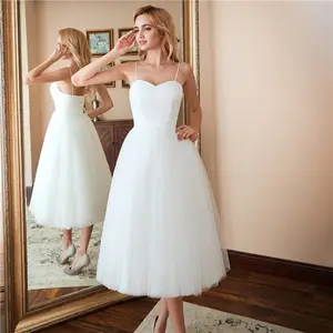 ألف خط فستان الزفاف مثير تول العروس خادمة اللباس الأشرطة ثوب زفاف