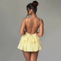 Fabricants de vêtements de mode été Sexy solide Mini robes pour femmes sans manches dos nu col en V à plusieurs niveaux robe de soirée pour femmes