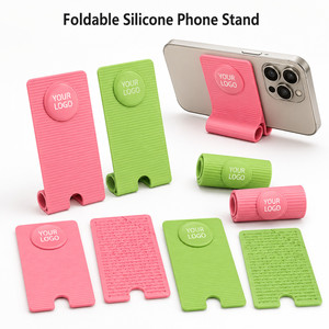 Custom Logo Foldable Silicone Phone Stand Portable Flexible Smartphone <b>Holder</b> Multi Angle Desk Support for <b>iPhone</b> Samsung Tablet - Product Image 1