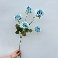 Flores Artificiales de Seda, Rosas de Té de 5 Cabezas, Rosas Parisinas para Decoración de Bodas, Pasillos, Fondos y Paredes; Calidad de Exportación