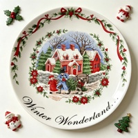 Amerikanischer Weihnachts-Keramikteller Winterwunderland Mikrowellengeeignet Frisches und Niedliches Design Festliches Tafelgeschirr