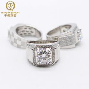 Anillo de Hombre de Plata 925 con <span class=keywords><strong>Moissanita</strong></span>, Estilo Moderno, Nuevo Diseño, Personalizable, con Gema de <span class=keywords><strong>Moissanita</strong></span> de Alta Calidad Grado VVS1 - Product Image 1