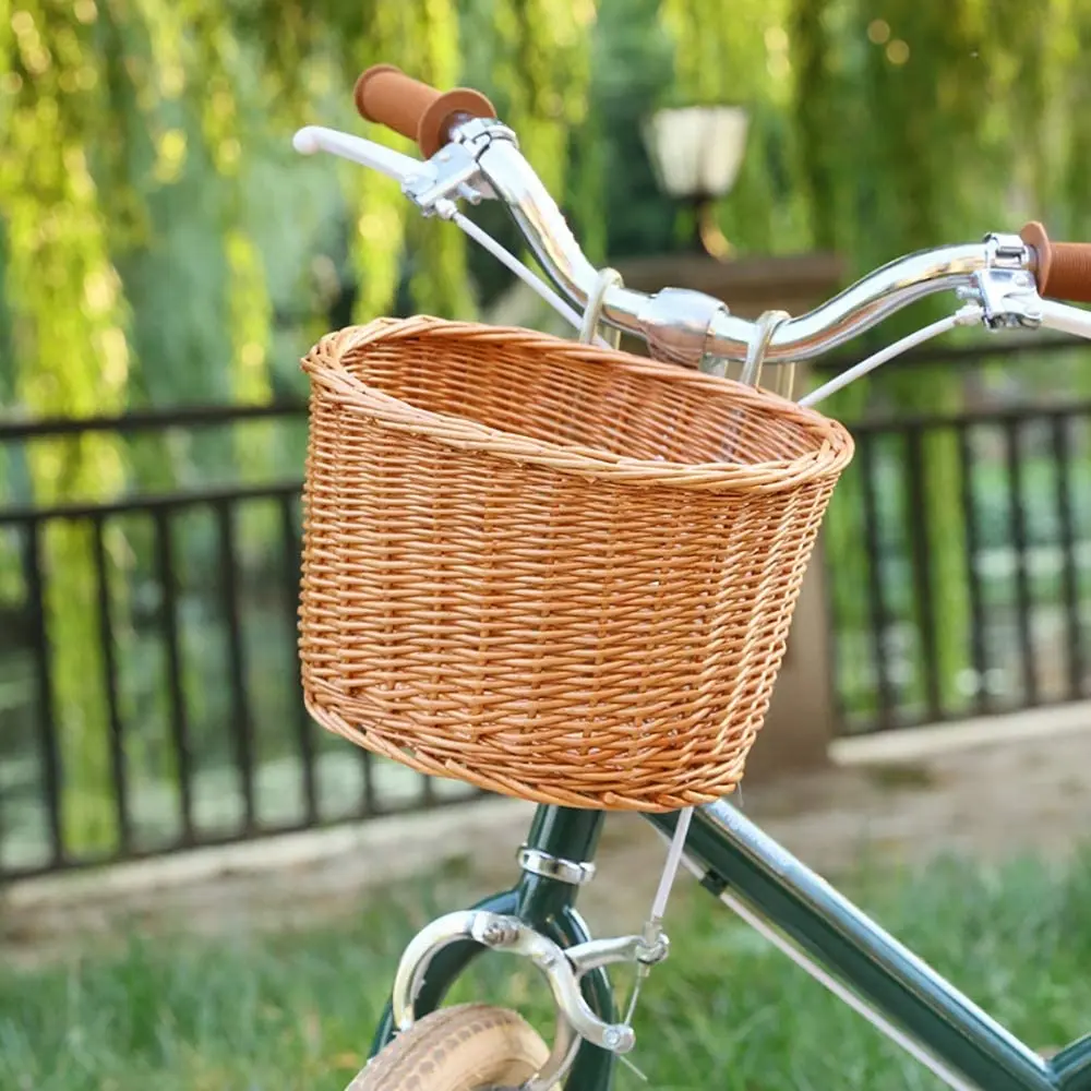 New Trending Plastic PP Rattan Wicker Willow Weave Storage Basket Push Cycle Bike Bicycle Pet Dog Basket for Bicycle