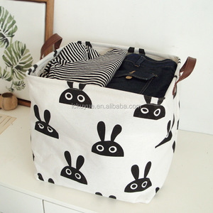 Kuyue lưu trữ giỏ Hướng dẫn sử dụng bông, thép bông + khung sắt gấp giỏ giặt, đồ chơi trẻ em, đồ lặt vặt, có thể gập lại màu trắng - Product Image 3