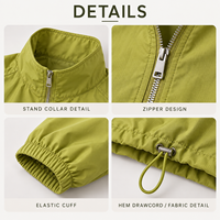 Veste coupe-vent personnalisée pour femme, col montant, fermeture éclair intégrale, manches raglan, coupe ample et courte, idéale pour les activités quotidiennes en extérieur