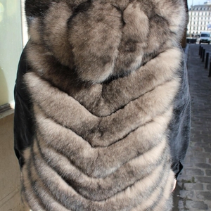Chaleco de piel auténtica de diseño corto con capucha, chaleco de piel de zorro esponjosa <span class=keywords><strong>grande</strong></span> - Product Image 4