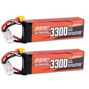 SUNPADOW 3300mAh 14.8V 4S 70C XT60 Drone FPV Quadcopter Airplane Helicopter High C Rate RC Lipo Battery