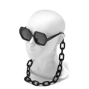 Hot Style Personalized Chain Sunglasses Link Exaggerated Octagonal Frame Sun Glasses With Acrylic Chain