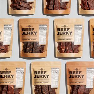 Sachet refermable personnalisé AG pour bœuf séché brun, en papier kraft de qualité alimentaire, pochette d'emballage verticale avec fenêtre transparente - Product Image 3