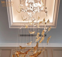 Lustre en verre artisanal de luxe, plumes décoratives, pour hall d'hôtel, villa, escalier, salle de banquet, hauteur réglable, art moderne