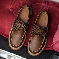 Bottes de travail pour hommes en cuir véritable sur mesure, chaussures décontractées vintage britanniques, semelle robuste, chaussures d'extérieur, OEM ODM, marque privée