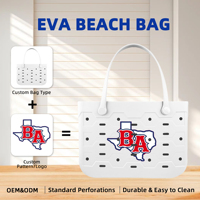 Sac de plage portable écologique en EVA imperméable, couleur unie, avec chaînes, fermeture ouverte, satisfaction client, achat répété