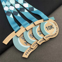 Médaille de finisseur de marathon en bois de bambou peinte sur mesure, écologique, récompense sportive MG