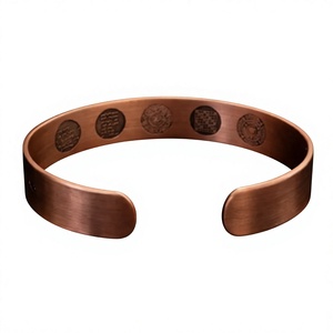 Premium Pure Copper <b>Engraved</b> Vintage Carving Hexagram Symbol Cuff <b>Bangle</b> Adjustable Open Flat Wristband Solid Pure Metal - Product Image 1