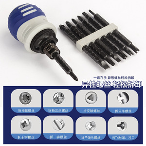 Multifunctional Ratcheting <b>Screwdriver</b> Set With Interchangeable Bits Cross Phillips Head Plastic Handle Diy Tool - Product Image 5