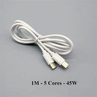 Kabel Data Pengisian Cepat USB-C ke USB-C 60W PD 30cm/1m, Kabel Daya 5-Core untuk Laptop dan Ponsel, Kabel Pengisian Cepat USB-C 60W PD